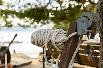 Image showing Close-up of a mooring rope