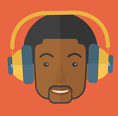 Image showing Black young guy with headphone.