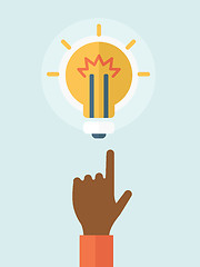 Image showing Finger pointer and light bulb.