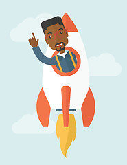 Image showing Black young guy inside the rocket.