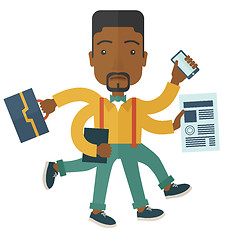 Image showing Black guy with multitasking job.