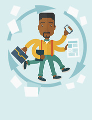 Image showing Black guy with multitasking job.