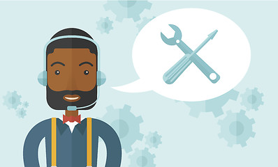 Image showing African operator with headset as customer service