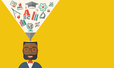 Image showing Black man with icons. Student ideas