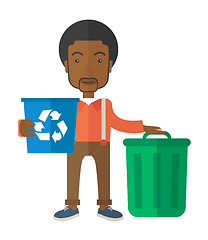 Image showing Black man sorting a trash