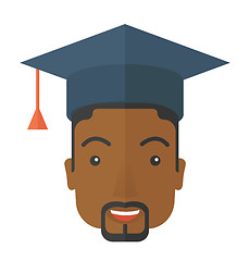 Image showing Black guy head with graduation cap