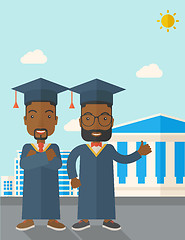 Image showing Two black men wearing graduation cap.