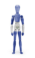 Image showing Wood figure mannequin with flag bodypaint - El Salvador