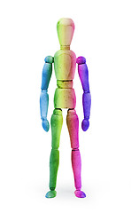 Image showing Wood figure mannequin with bodypaint - Multi colored