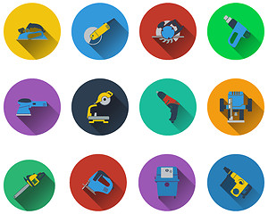 Image showing Set of electrical work tools icons