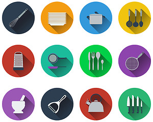 Image showing Set kitchen utensil icons