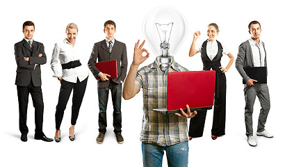 Image showing Business Team With Lamp Head