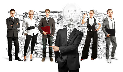 Image showing Business Team With Lamp Head