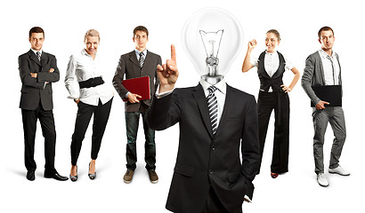 Image showing Business Team With Lamp Head