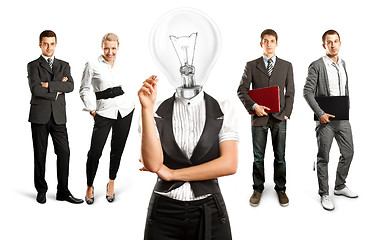 Image showing Business Team With Lamp Head