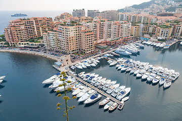 Image showing Aerial View on Monaco Harbor with Luxury Yachts, French Riviera