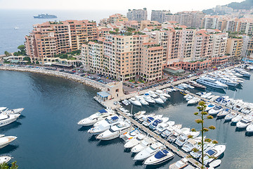 Image showing Aerial View on Monaco Harbor with Luxury Yachts, French Riviera
