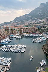 Image showing Aerial View on Monaco Harbor with Luxury Yachts, French Riviera