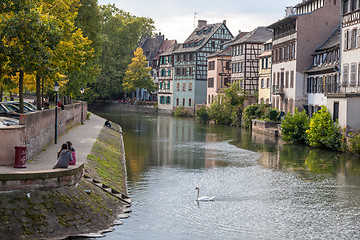 Image showing Strasbourg, water canal in Petite France area