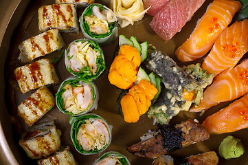 Image showing fresh sushi choice combination assortment selection 