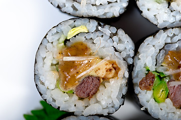 Image showing fresh sushi choice combination assortment selection 