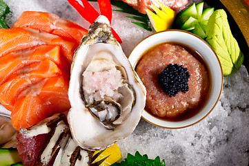 Image showing fresh sushi choice combination assortment selection 