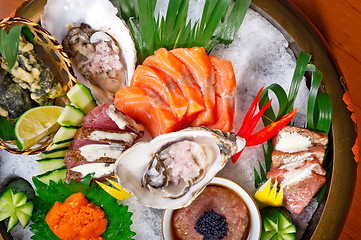 Image showing fresh sushi choice combination assortment selection 