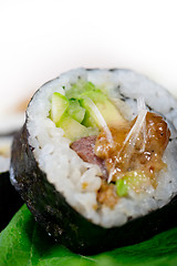 Image showing fresh sushi choice combination assortment selection 