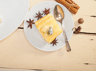 Image showing cream roll cake dessert and spices 