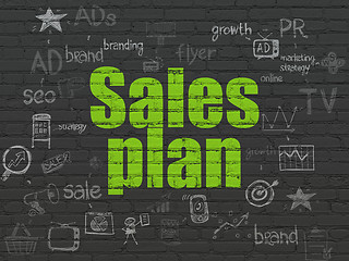 Image showing Advertising concept: Sales Plan on wall background