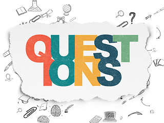 Image showing Education concept: Questions? on Torn Paper background