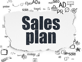 Image showing Advertising concept: Sales Plan on Torn Paper background