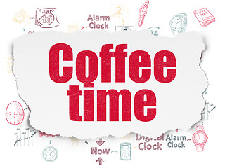 Image showing Timeline concept: Coffee Time on Torn Paper background