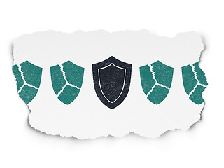 Image showing Privacy concept: shield icon on Torn Paper background