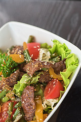 Image showing Warm salad with veal