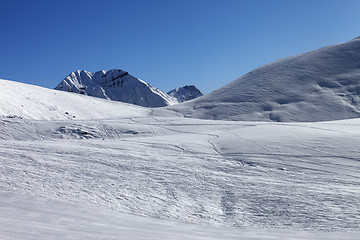 Image showing Ski slope at nice sunny morning