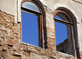 Image showing Brick wall of old destroyed house