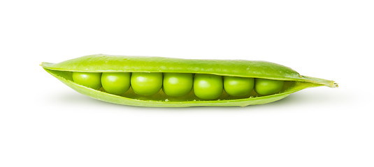 Image showing Opened pea pod green sugar