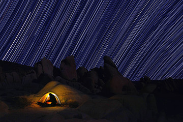Image showing Camping at Night in Joshua Tree Park