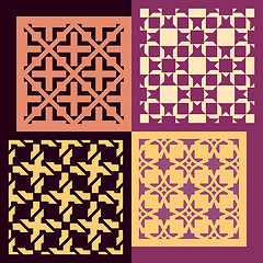 Image showing Set of four seamless patterns. Vintage geometric ornaments. 