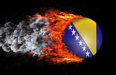 Image showing Flag with a trail of fire and smoke - Bosnia