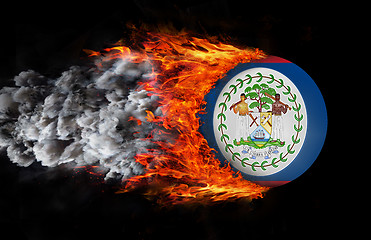 Image showing Flag with a trail of fire and smoke - Belize