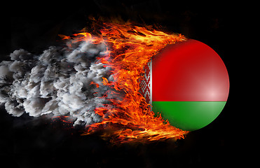 Image showing Flag with a trail of fire and smoke - Belarus