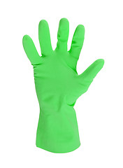 Image showing Latex glove for cleaning on hand