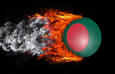 Image showing Flag with a trail of fire and smoke - Bangladesh