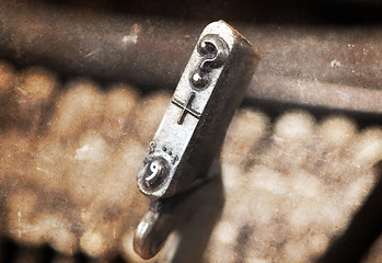 Image showing Question mark hammer - old manual typewriter - warm filter