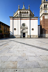 Image showing busto arsizio  in    church  closed brick tower sidewalk italy  