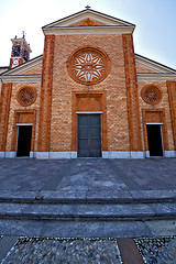 Image showing  church  in  the vergiate old   closed brick tower sidewalk  lom