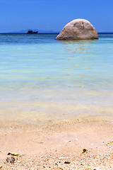 Image showing asia in the  kho tao bay isle white  beach    rocks house boat  