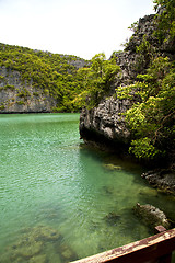 Image showing  coastline of a green lagoon and  sea thailand kho phangan  bay 